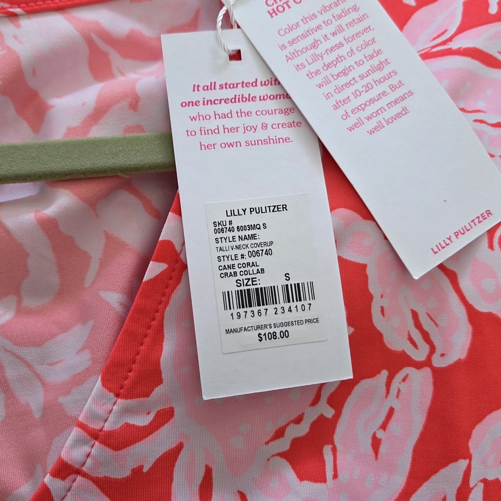 NWT Lilly Pulitzer Talli Coverup/dress In Coral Crab Collab - Picture 2 of 6